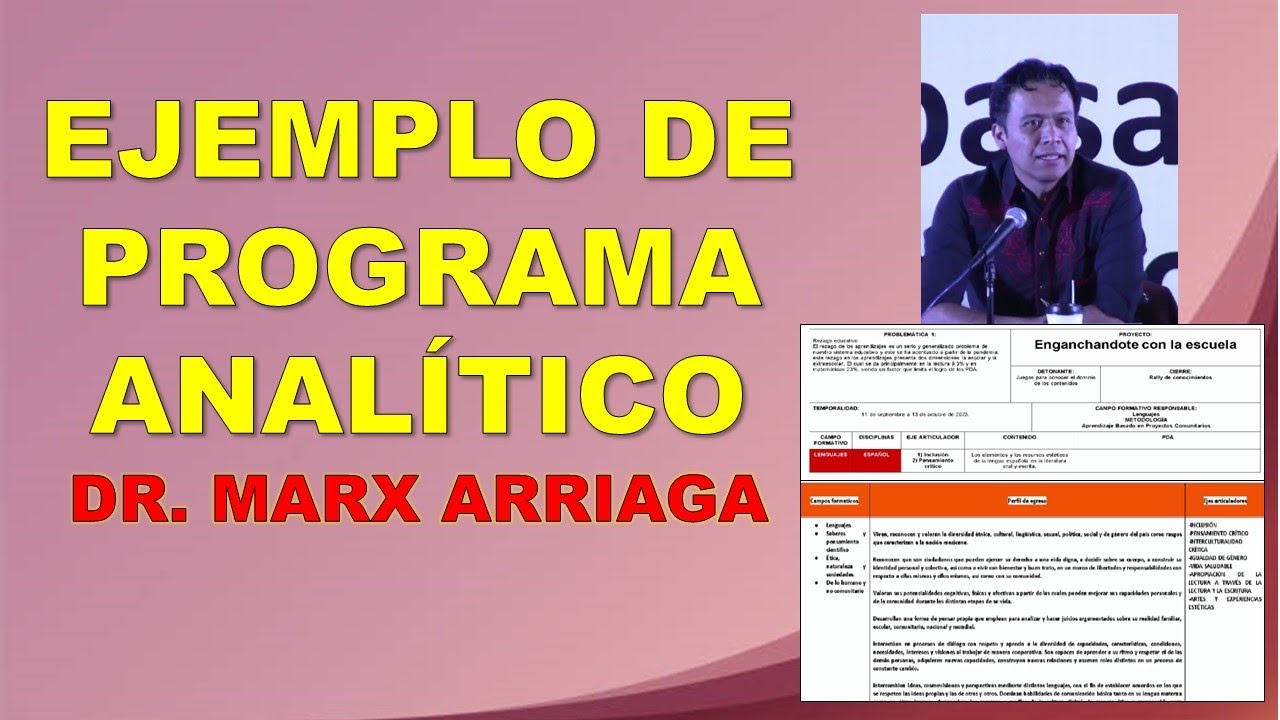 Ejemplo de programa analítico Dr. Marx Arriaga Taller Aprendizajes basados en proyectos