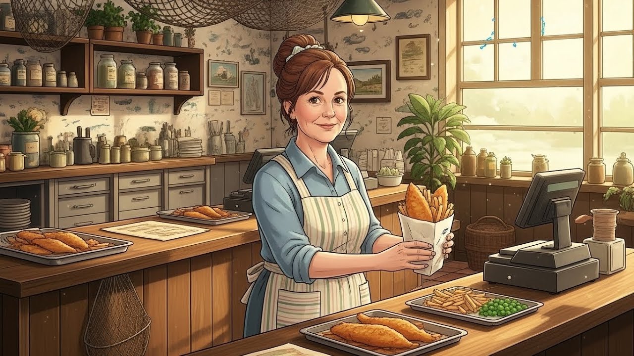 🍟🌊 A Quiet Day at a Little Fish & Chips Shop | Cozy Ghibli ASMR 🏡🍵
