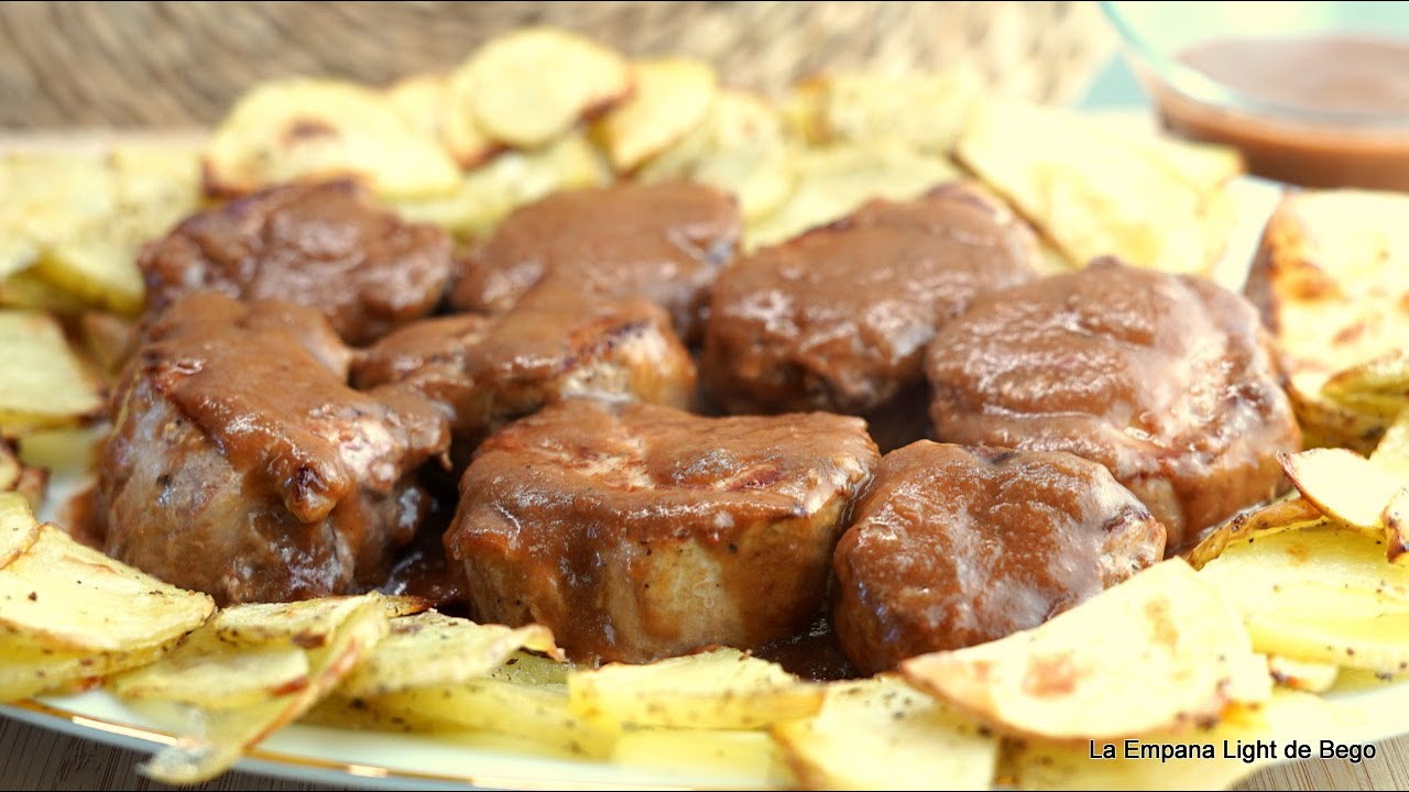 Solomillo de Cerdo en Salsa con Patatas Rústicas-Receta fácil y rapida