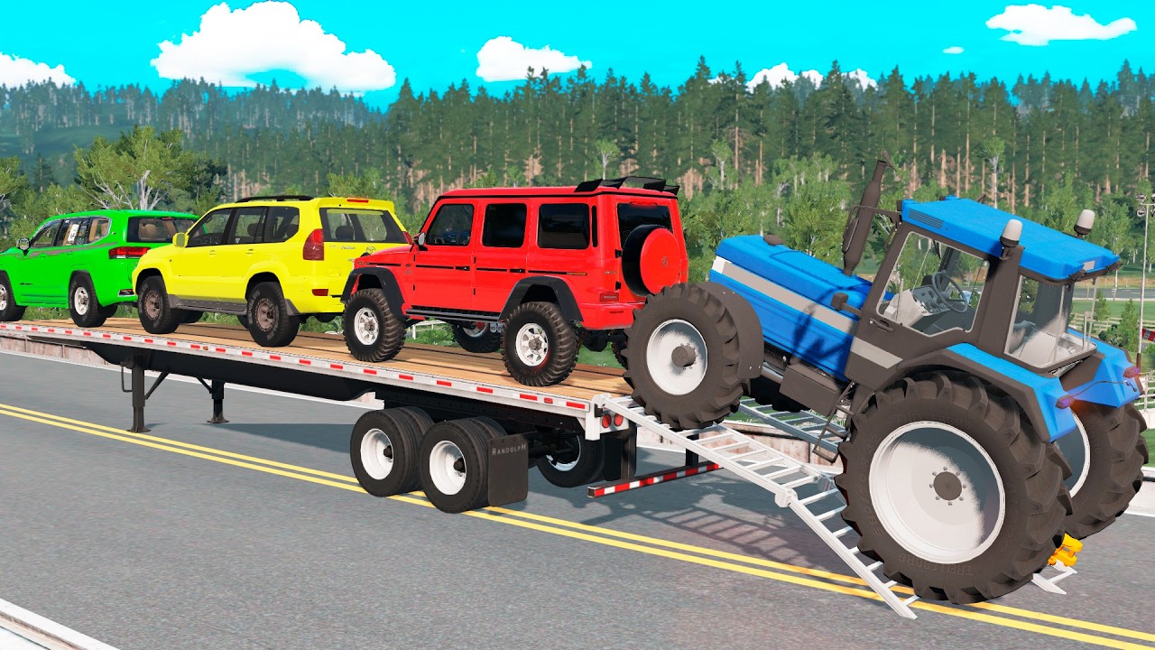 Flatbed Truck Mcqueen | Transportation with Truck - Pothole vs Car #69 - BeamNG.Drive