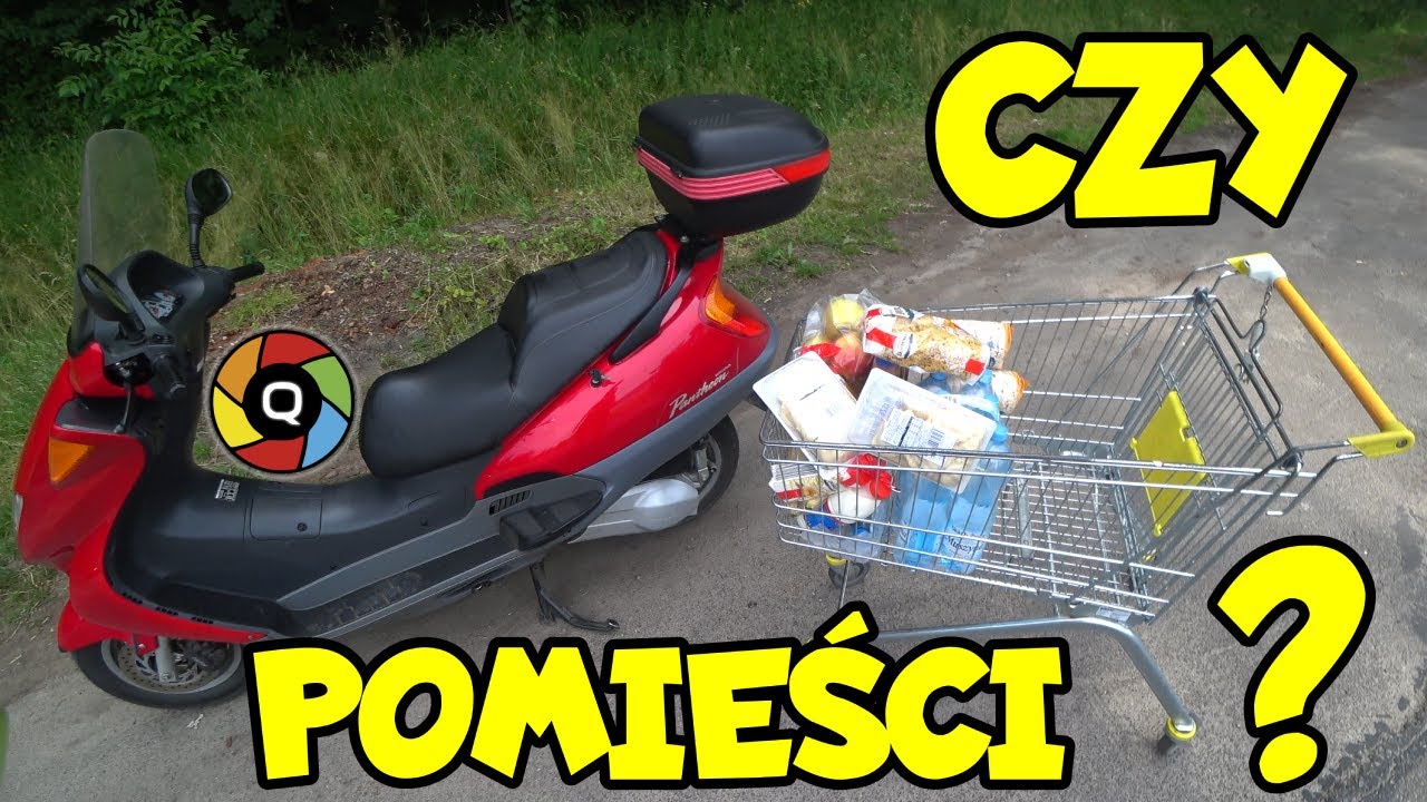 Skuterem na zakupy do sklepu, sposób na ominięcie korków, jak pojemny jest skuter, kufer, biedronka