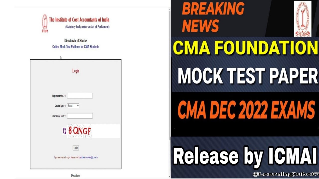 CMA foundation mock test paper release || dec 2022 attempt ||  Breaking news🔥|| 