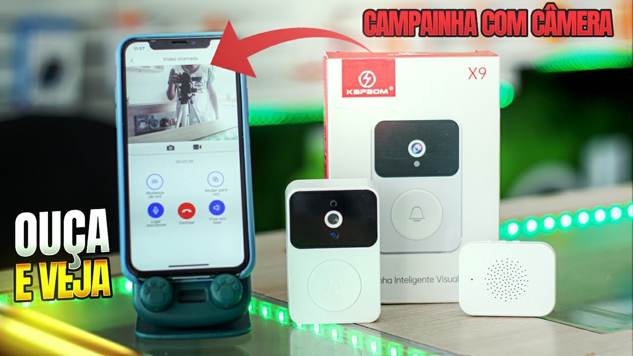 Campainha Inteligente Com C&acirc;mera Wi-Fi Kapbom Modelo X9 (O novo V&iacute;deo Porteiro)