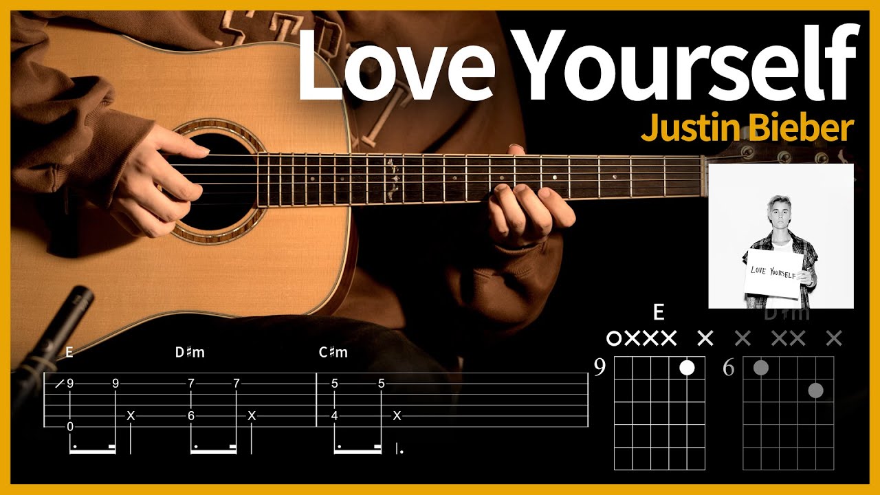 276.저스틴 비버(Justin Bieber) - Love Yourself  【★★☆☆☆】 기타 | Guitar tutorial |ギター 弾いてみた 【TAB譜】