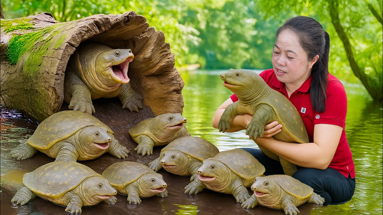 Harvest Turtle (Baba) & Frogs from Natural Cave Go to Market Sell — Catching Wild Creatures