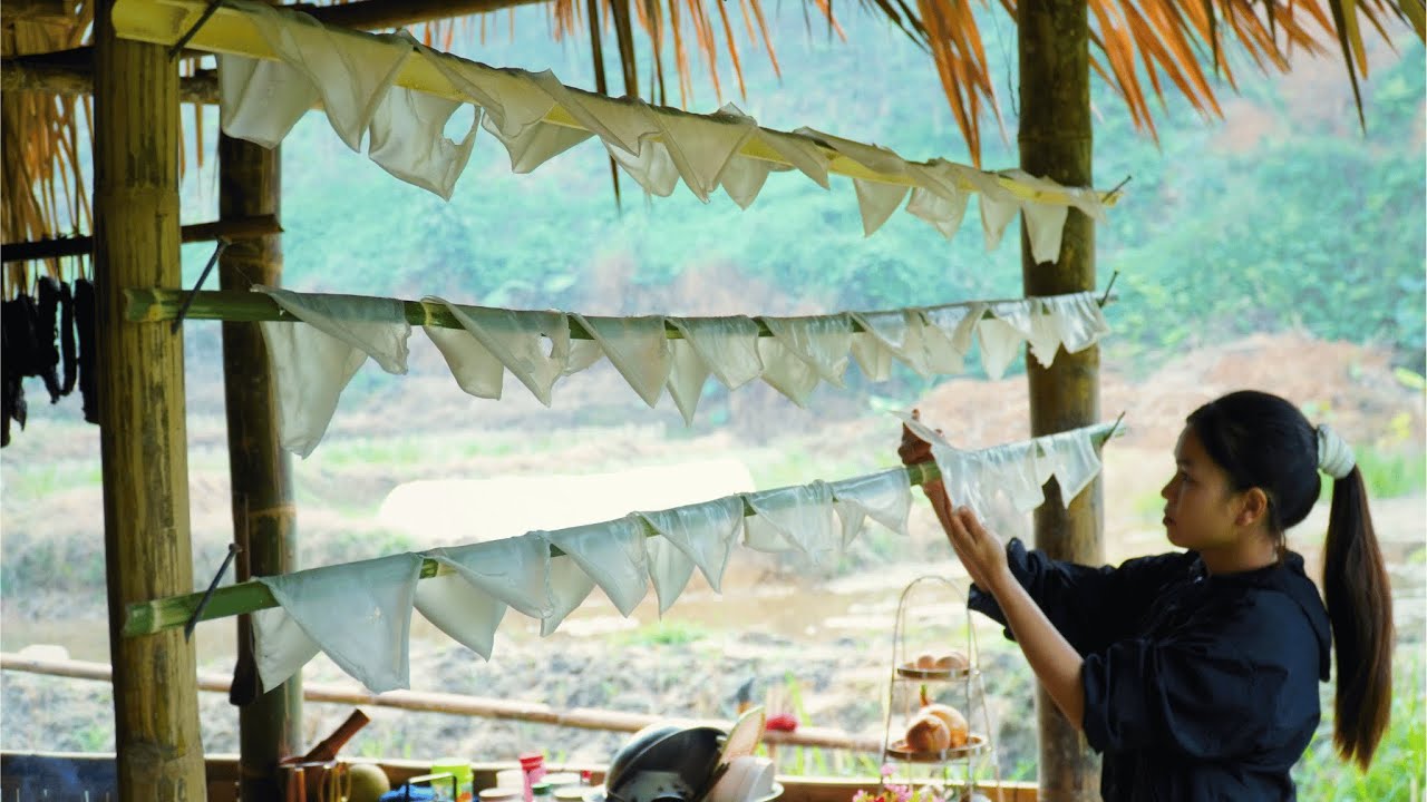 Handmade Kudzu Root Glass Noodles | Traditional Drying, Hand Cutting & Country Cooking
