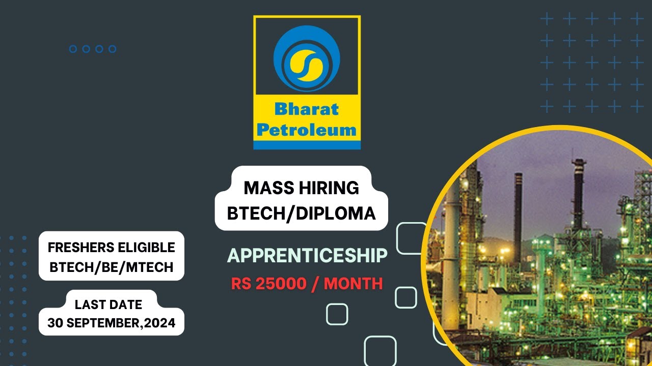 BPCL Graduate Apprenticeship 2024 | Apply Now | BTech/Diploma Jobs