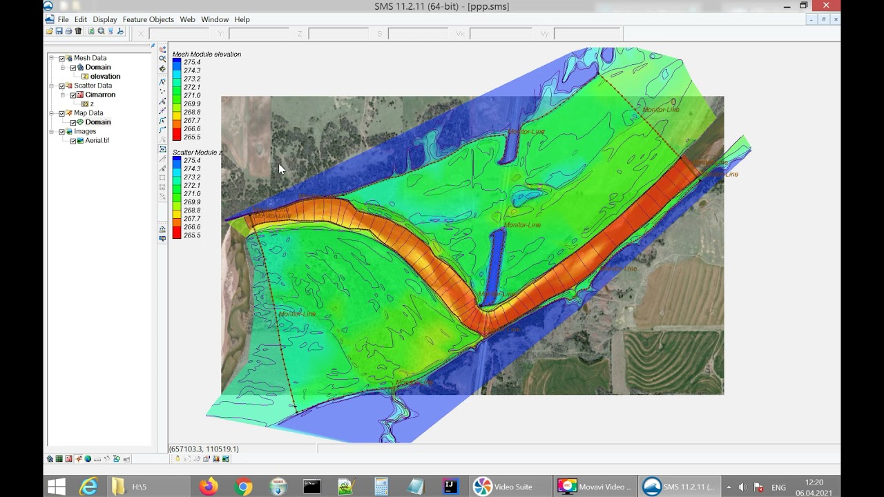 SMS flood simulation full process using SRH-2D