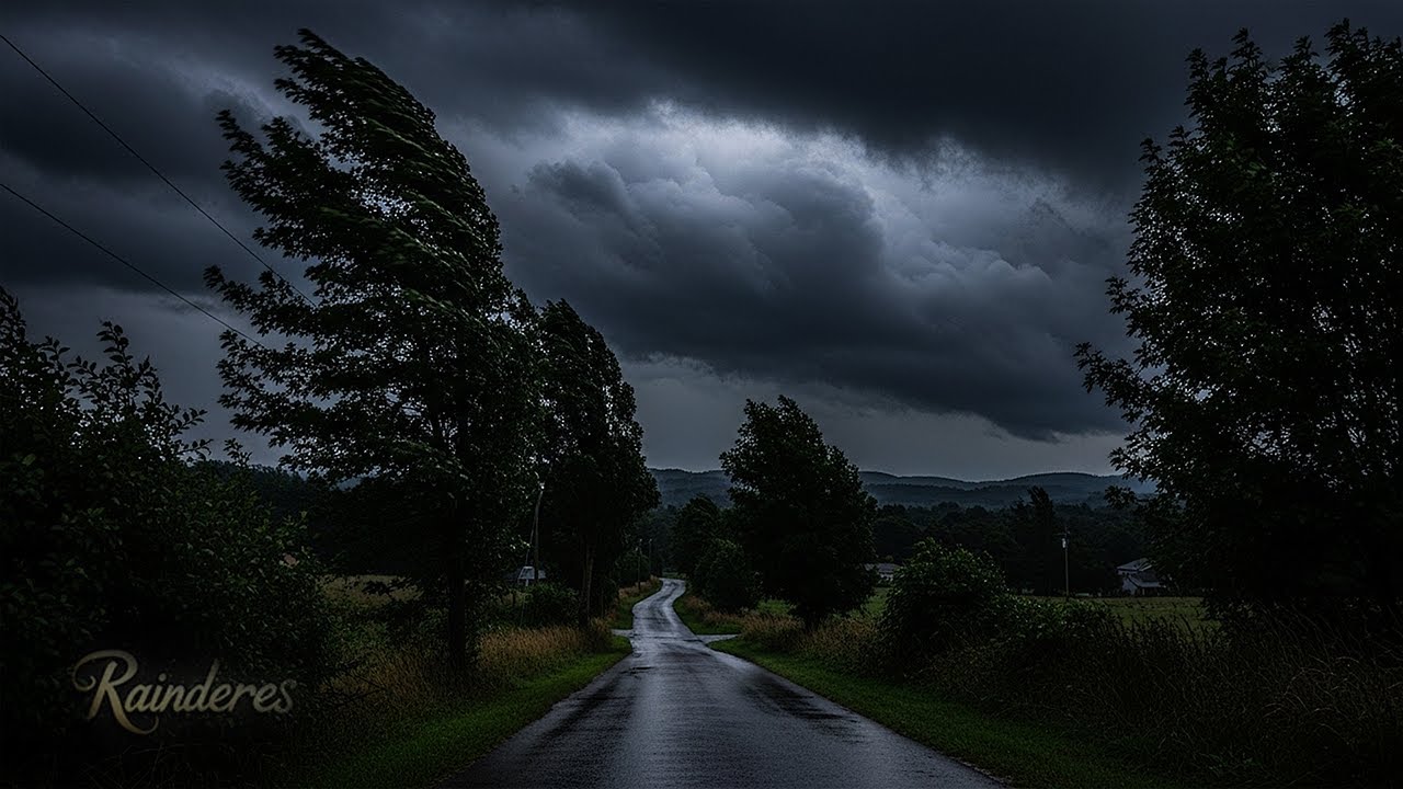 Dark Country Road Before the Storm &ndash; Relaxing Thunder & Distant Lightning Ambience for Deep Sleep