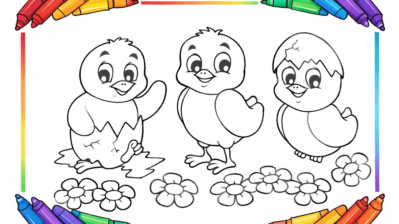 Cute Baby Chick's Page #coloringvideo #baby chick's #cute chick's #drawing 
