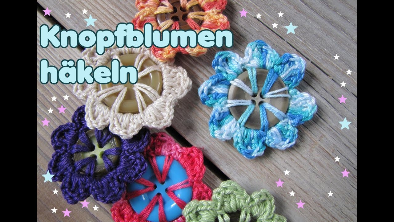 Knopfblume häkeln, Knopf umhäkeln