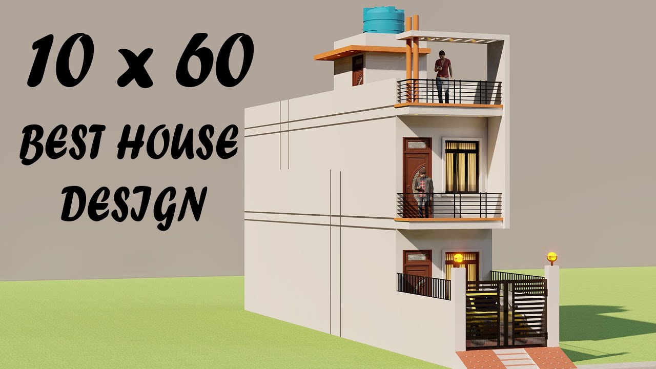10 By 60 4 Bedroom Car Parking House Elevation,3D Do Manjil Ka Naksha,600sqft House design