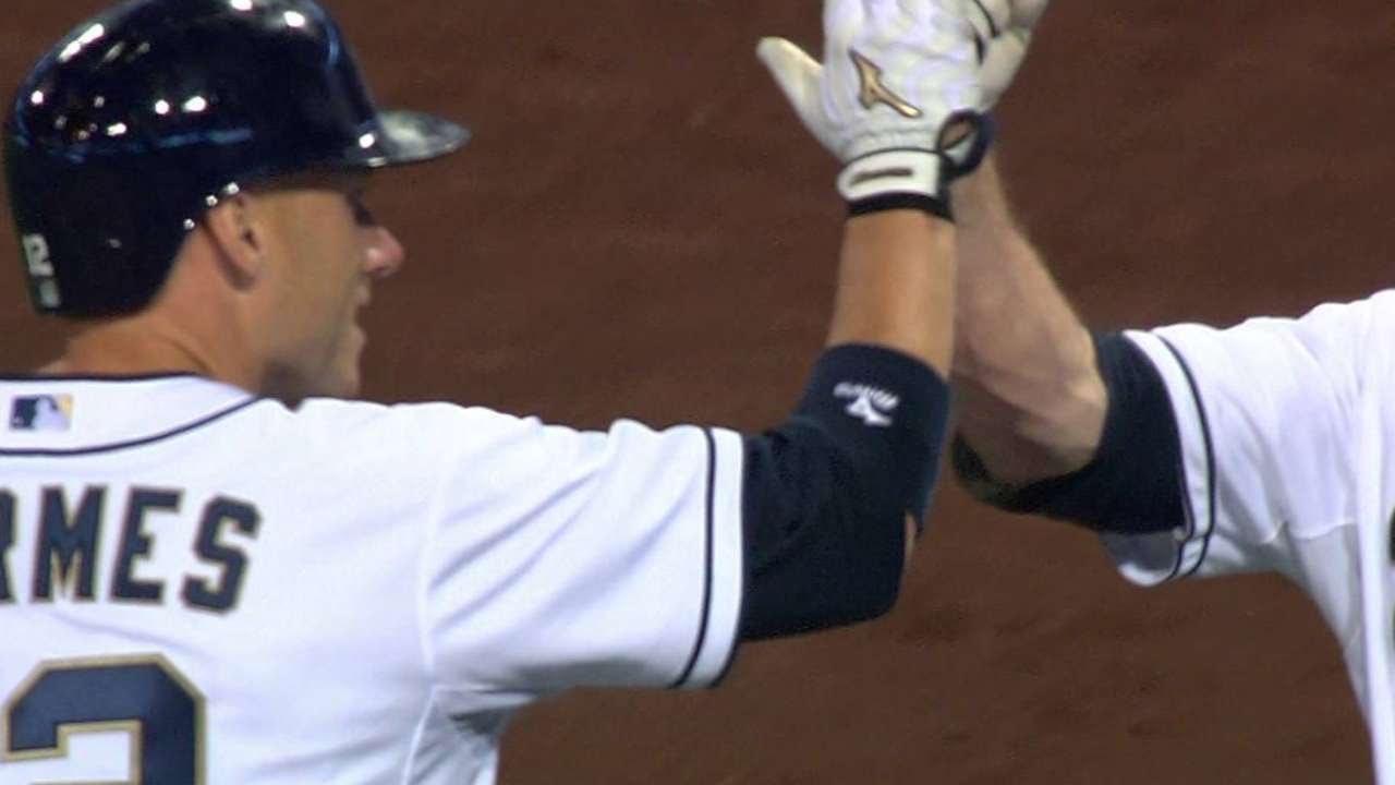 LAD@SD: Barmes drives a solo shot to left-center