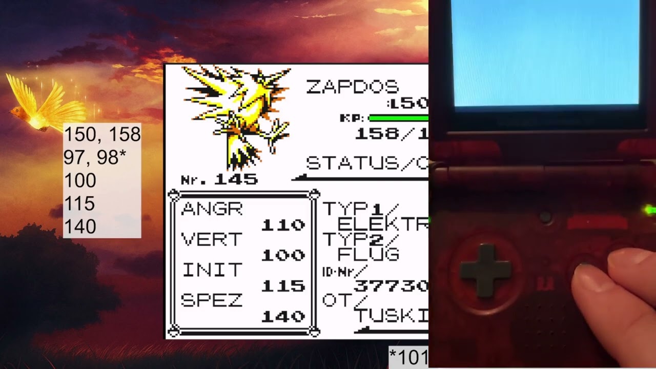 Pokemon Gelb Shiny Zapdos Gen1 After 15585 SR Pokemon Gelb Yellow