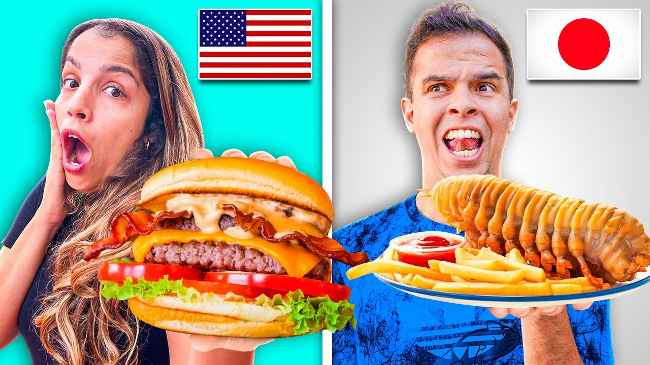 COMIDAS DOS ESTADOS UNIDOS VERSUS COMIDA DO JAPÃO! QUAL É A MAIS BIZARRA?