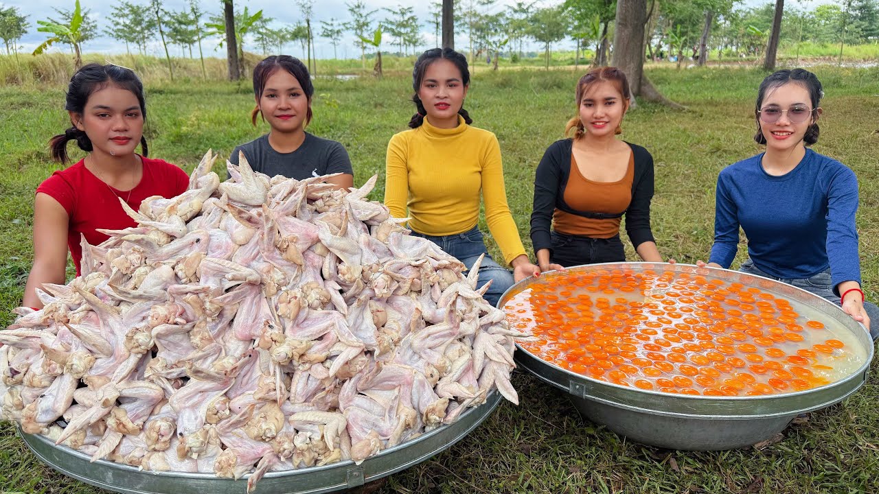 Amazing cooking chicken wing crispy with fresh egg recipe in my village