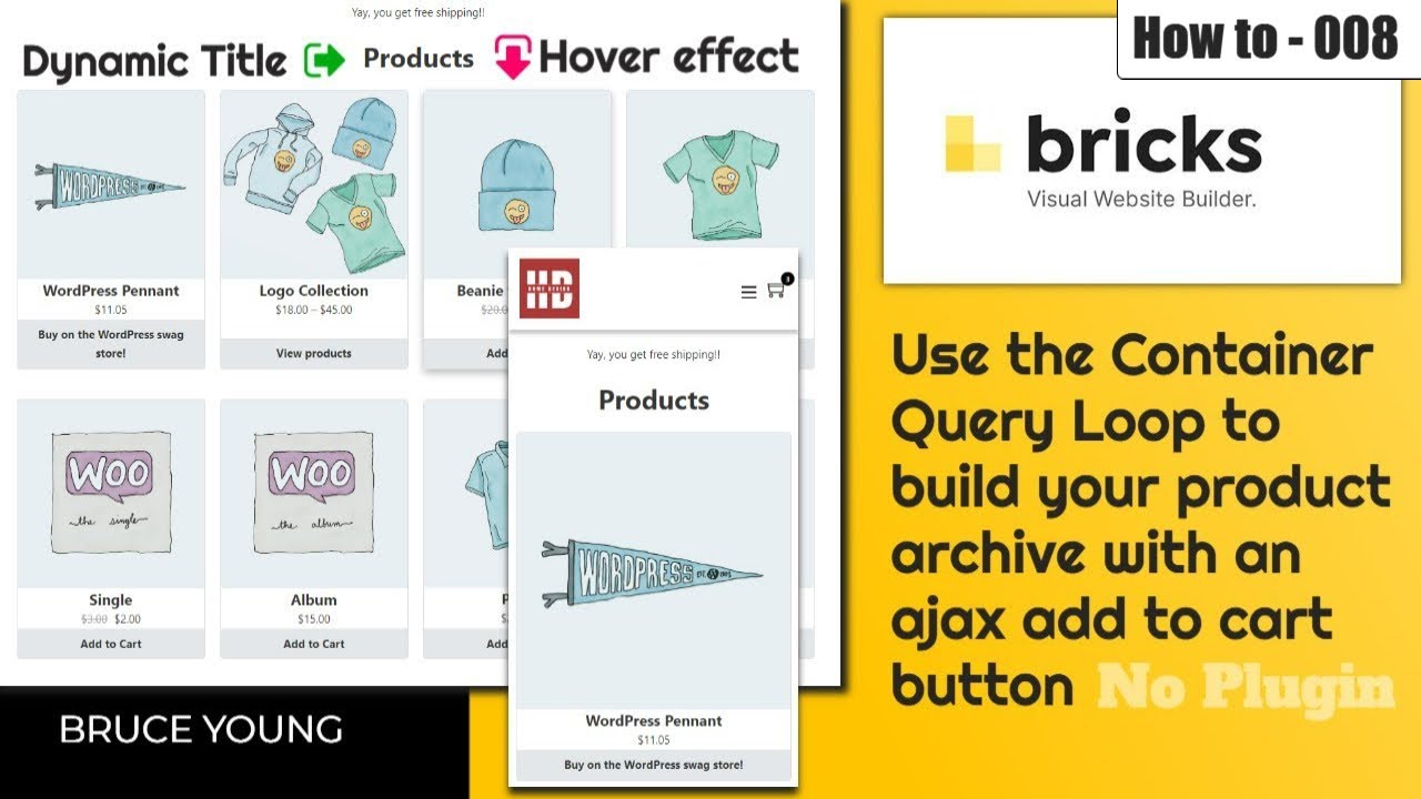 Use the Container Query Loop to build your product archive, ajax add to cart button - Bricks Builder