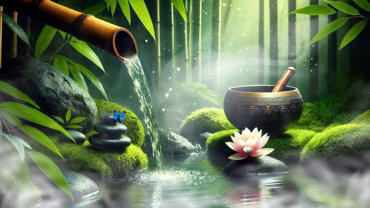 🌿Spiritual Healing with Tibetan Bowls & Bamboo Water Sounds 🌿 | Meditate & Relax