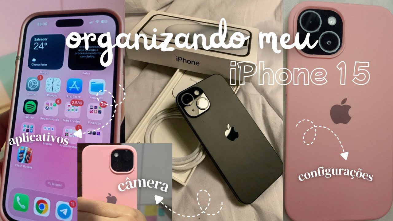 Organizando meu iPhone 15 preto✨UNBOXING + APLICATIVOS E ACESSÓRIOS 📱