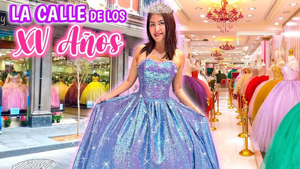 Me probé el VESTIDO DE 15 AÑOS más Bonito en LA CALLE DE LAS QUINCEAÑERAS 💕| Conny Merlin