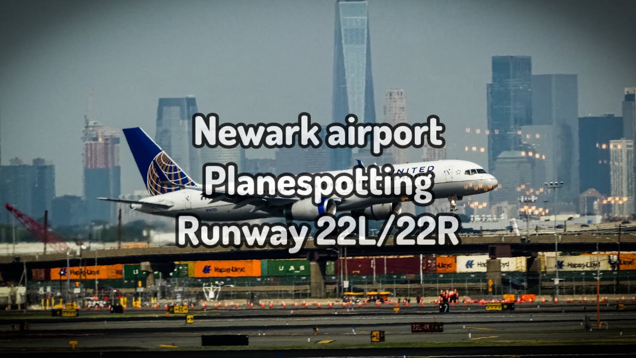 (4K) Newark Planespotting runway 22L/22R 