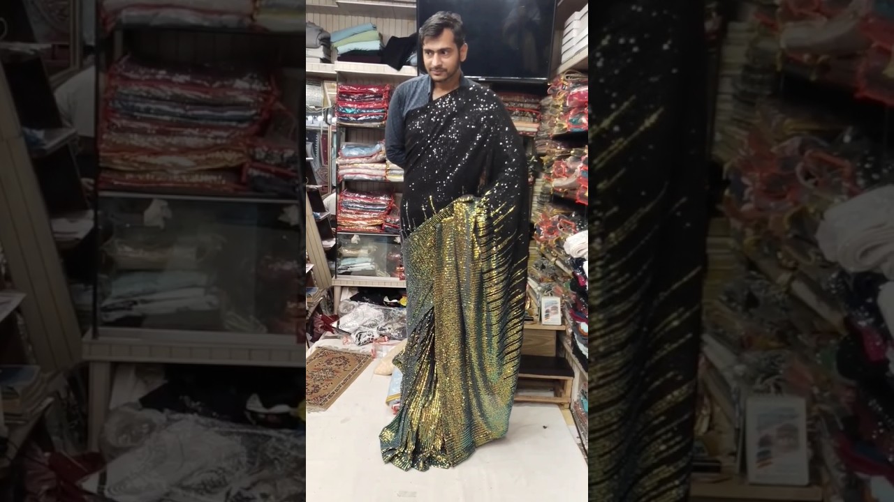 Black Golden Sequence Saree Order Now 0321-9242259 0307-1748017 Arsalan saree Emporium #saree2024