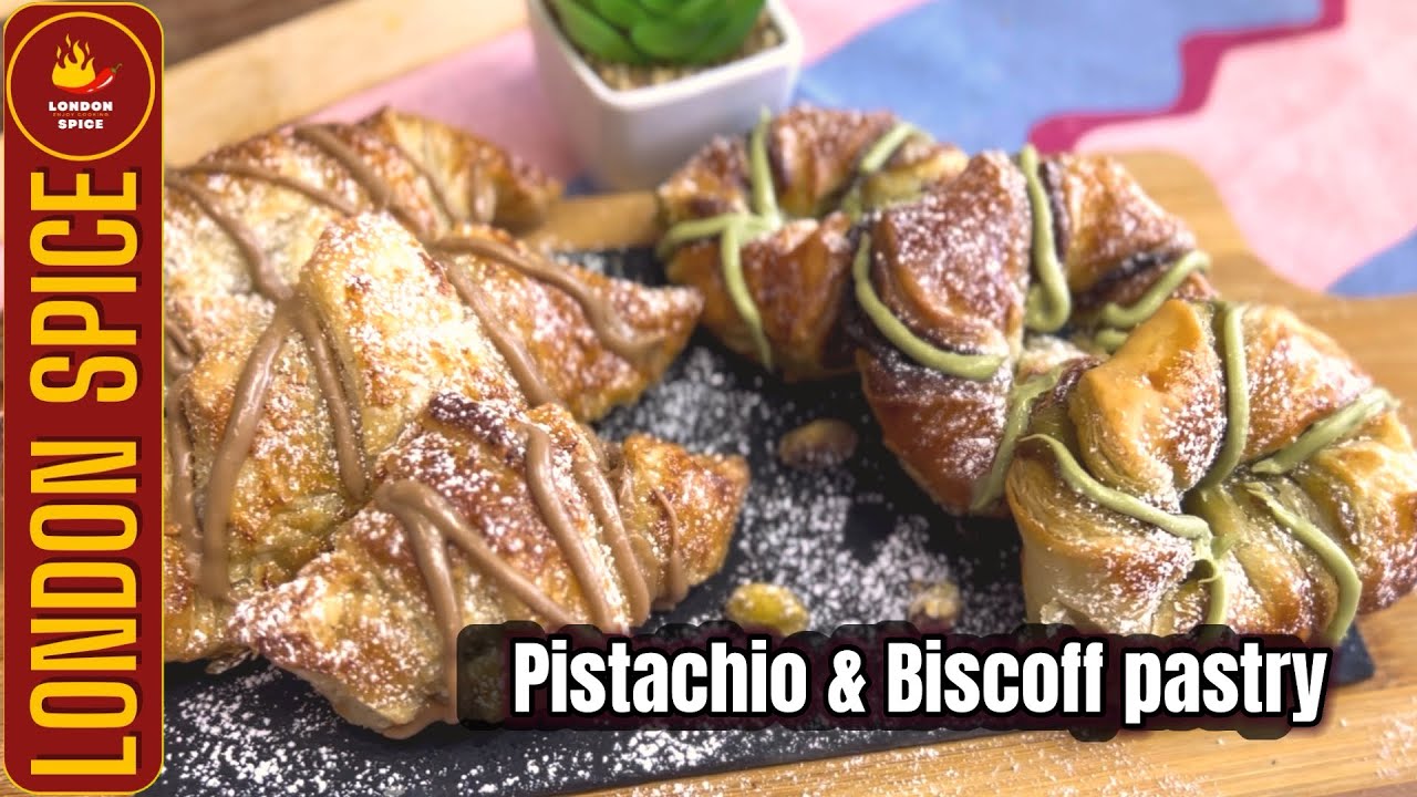 How To Make Pistachio and Biscoff Pastry | Pistachio & Biscoff Puff Pastry Recipe | London Spice