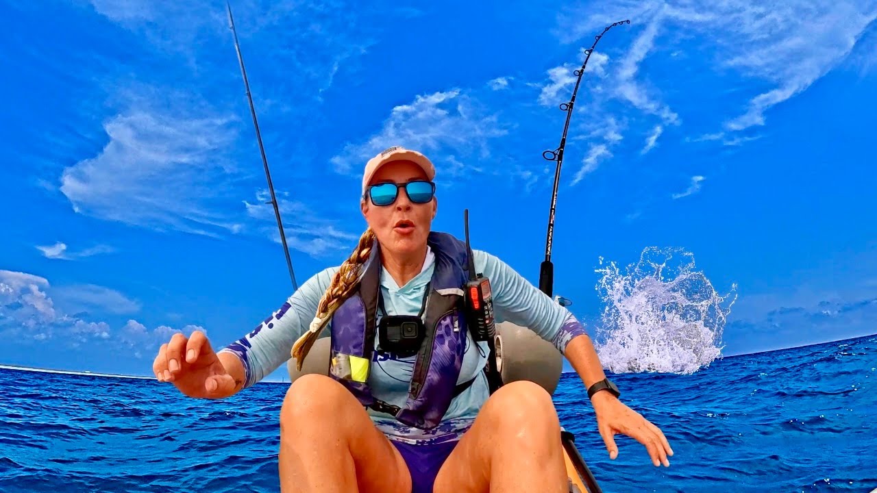 Girl OFFSHORE KAYAK FISHING when this HAPPENS!!!