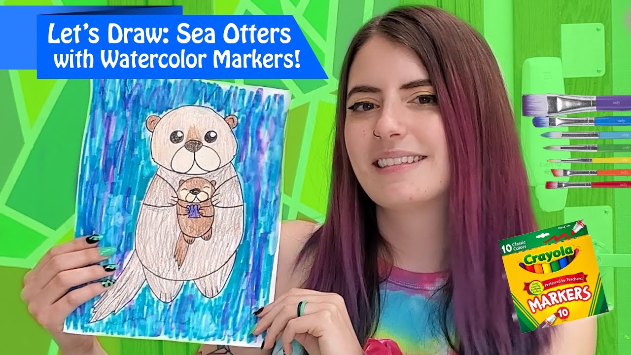 Let's Draw: Sea Otters using Watercolor Markers!