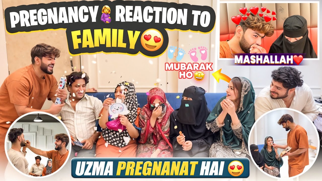Uzma Pregnant Hai🤩Pregnancy Reaction To Family❤️Dada Dadi Chacha Chachi Banne wale hai😍Aman’s Family