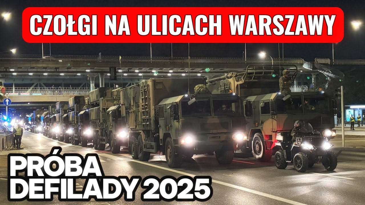 Czołgi na ulicach Warszawy — nocna próba do Defilady Wojska Polskiego 2025 (Wisłostrada)