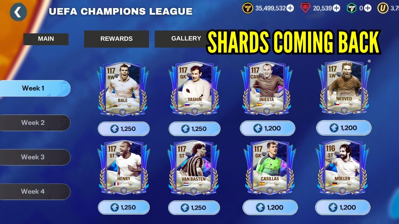 Возвращение Shards на турнире Лиги чемпионов: утечки и концепции | FC Mobile