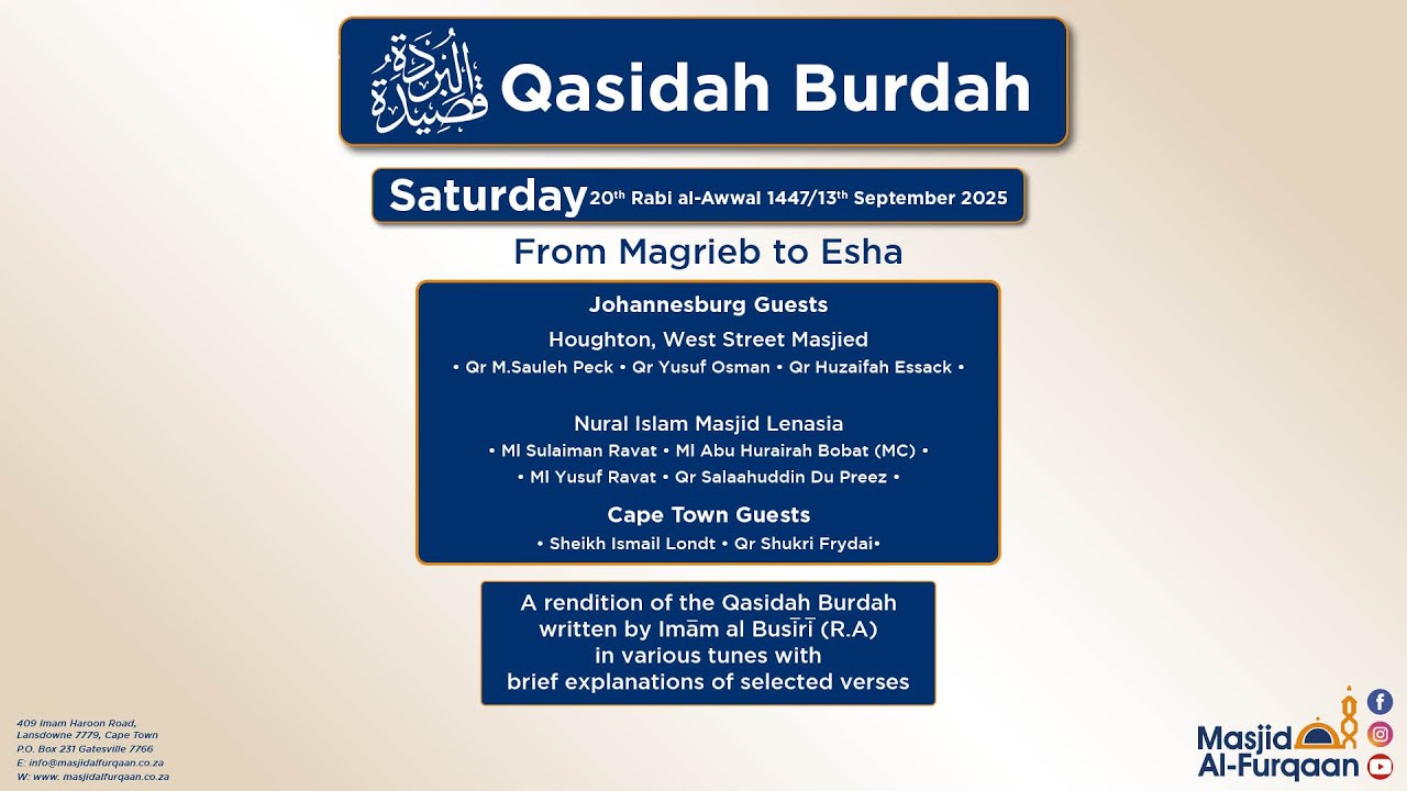 Qasidah Burdah 20th Rabi al-Awwal 1447/13th September 2025