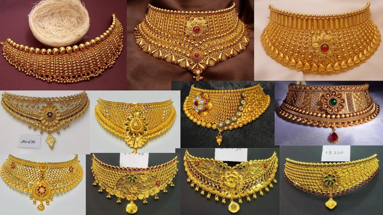 latest gold choker necklace with price l gold necklace designs 2023 l gold jewelry designs...