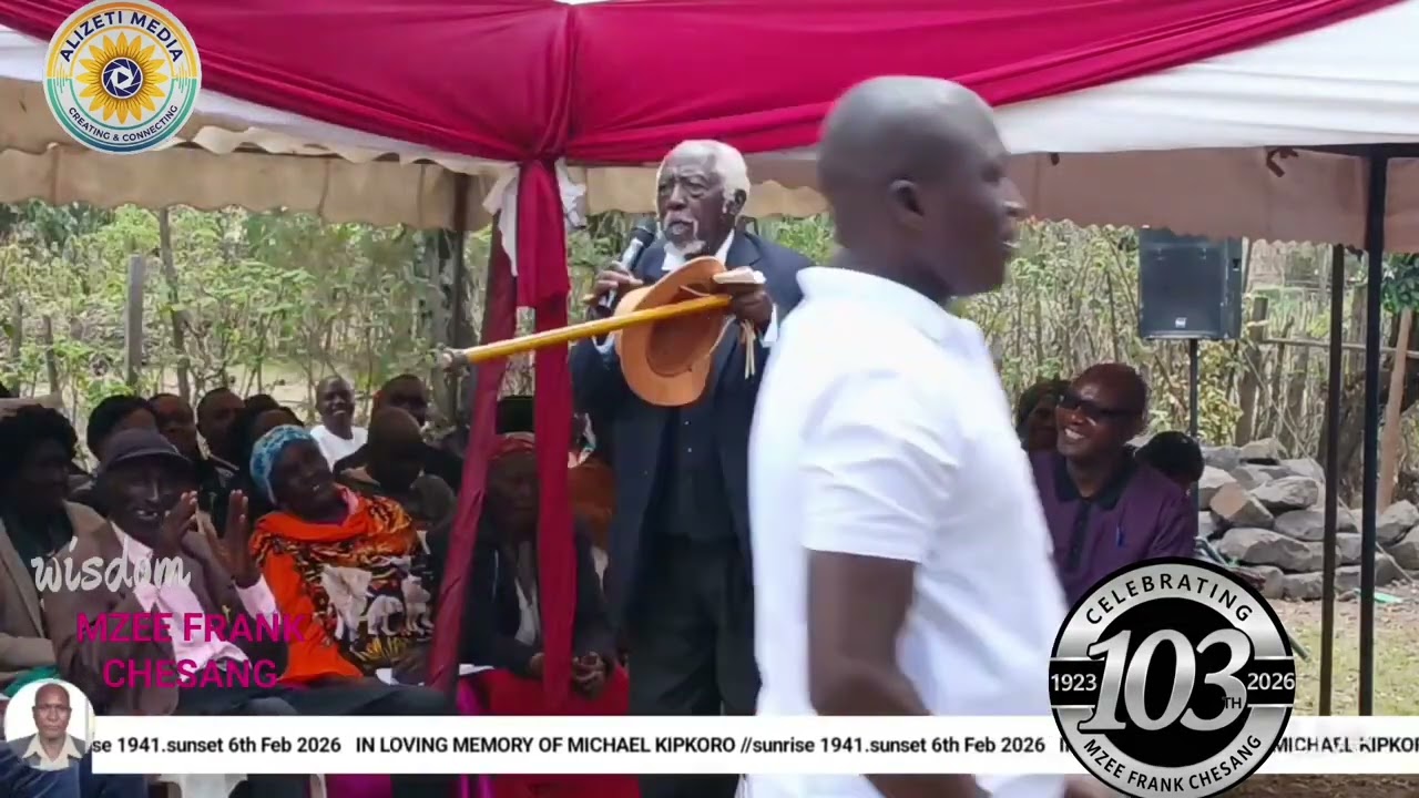 Mzee Frank Chesang at [age of 103]attending the Michael kipkoro burial  ceremony at kapkut baringo 