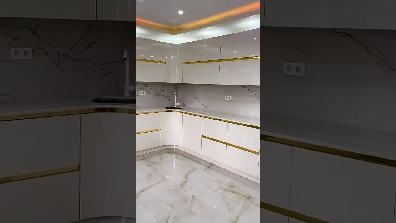 White & Gold Kitchen Dreams ✨ #shorts #white #kitchen #modern #gold