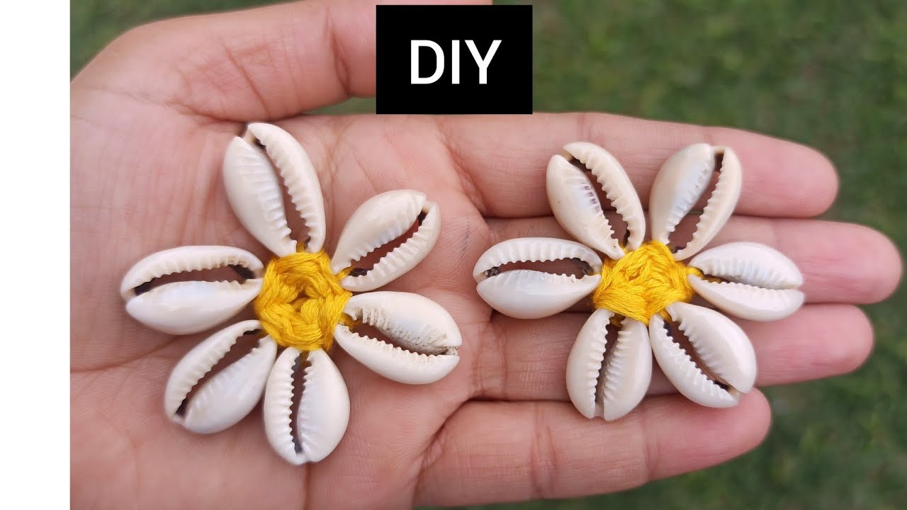 How to cut Cowrie/ shells | How to make flower from cowrie shells | DIY cowrie shells flower