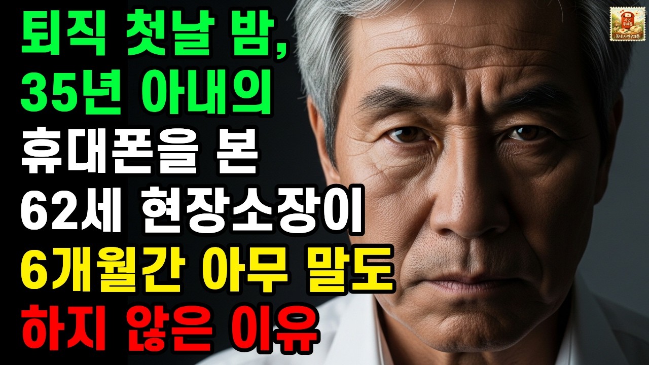 퇴직 첫날 밤, 35년 아내의 휴대폰을 본 62세 현장소장이 6개월간 아무 말도 하지 않은 이유ㅣ노후사연ㅣ부부갈등ㅣ시니어사연ㅣ오디오북