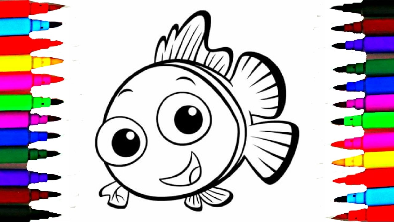 Coloring Pages Little Fish l Ocean Creatures Drawing To Color For Kids l Learn Rainbow Colors