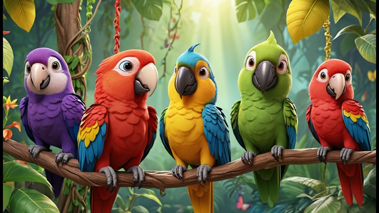 Cinco Pequeños Loros se Columpian | Canciones de Aves y Rimas Infantiles 2026