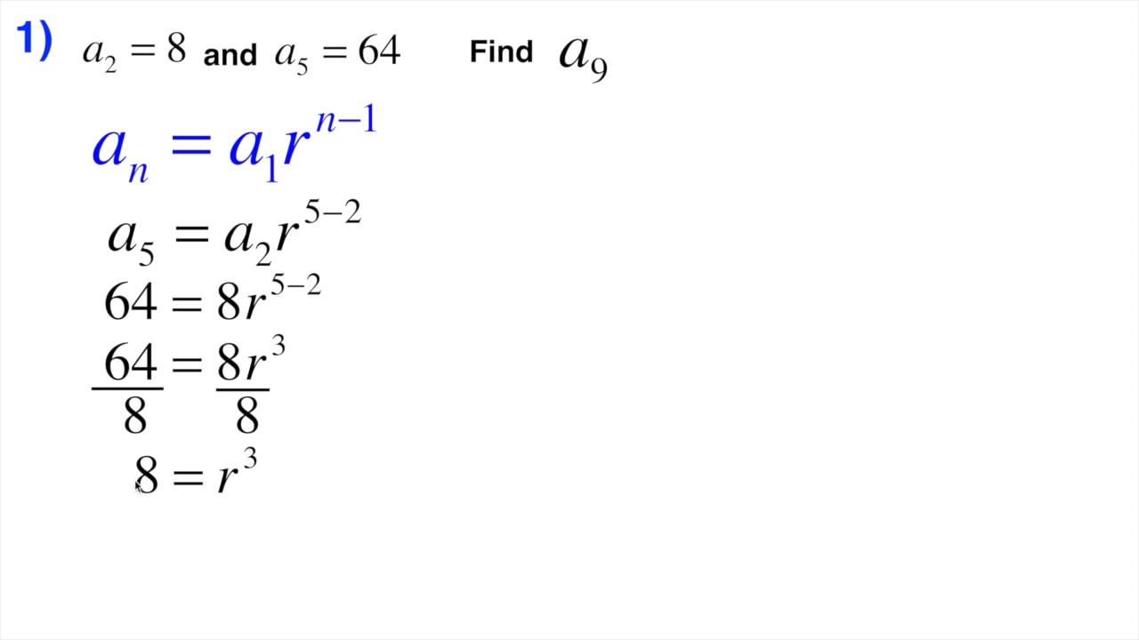 Geometric sequence find the nth term with 2 random terms provided