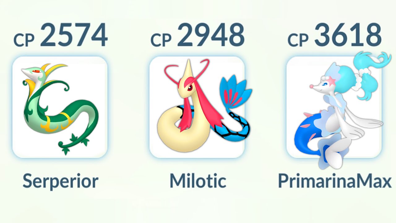 Serperior, Milotic, Primarina Team in Pokemon GO.