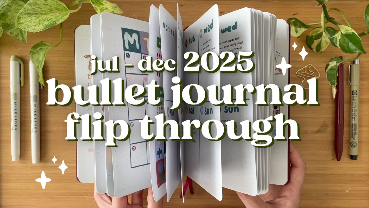 Пролистывание ежедневника Bullet Journal в 2025 году (июль - декабрь) 📖
