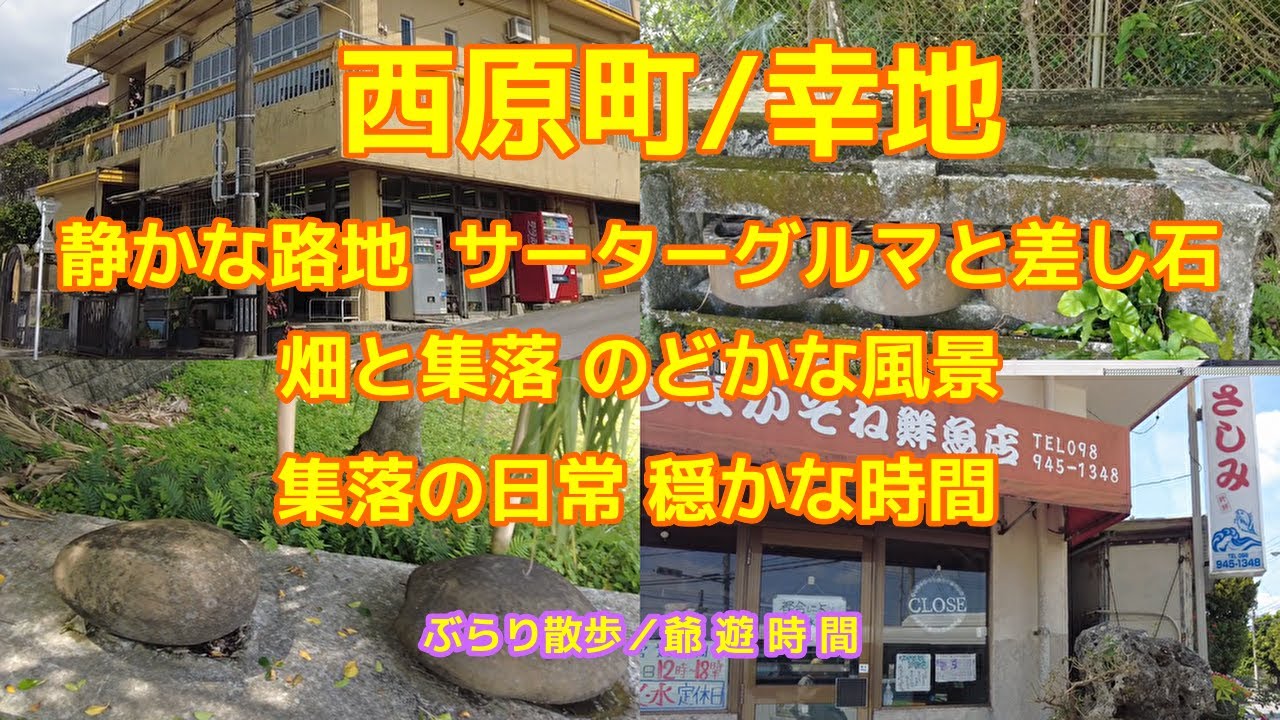 大きな集落／西原町幸地をぶら散歩｜畑の風景、差し石、サーターグルマ、昔の井戸、きれいな整然とした路地