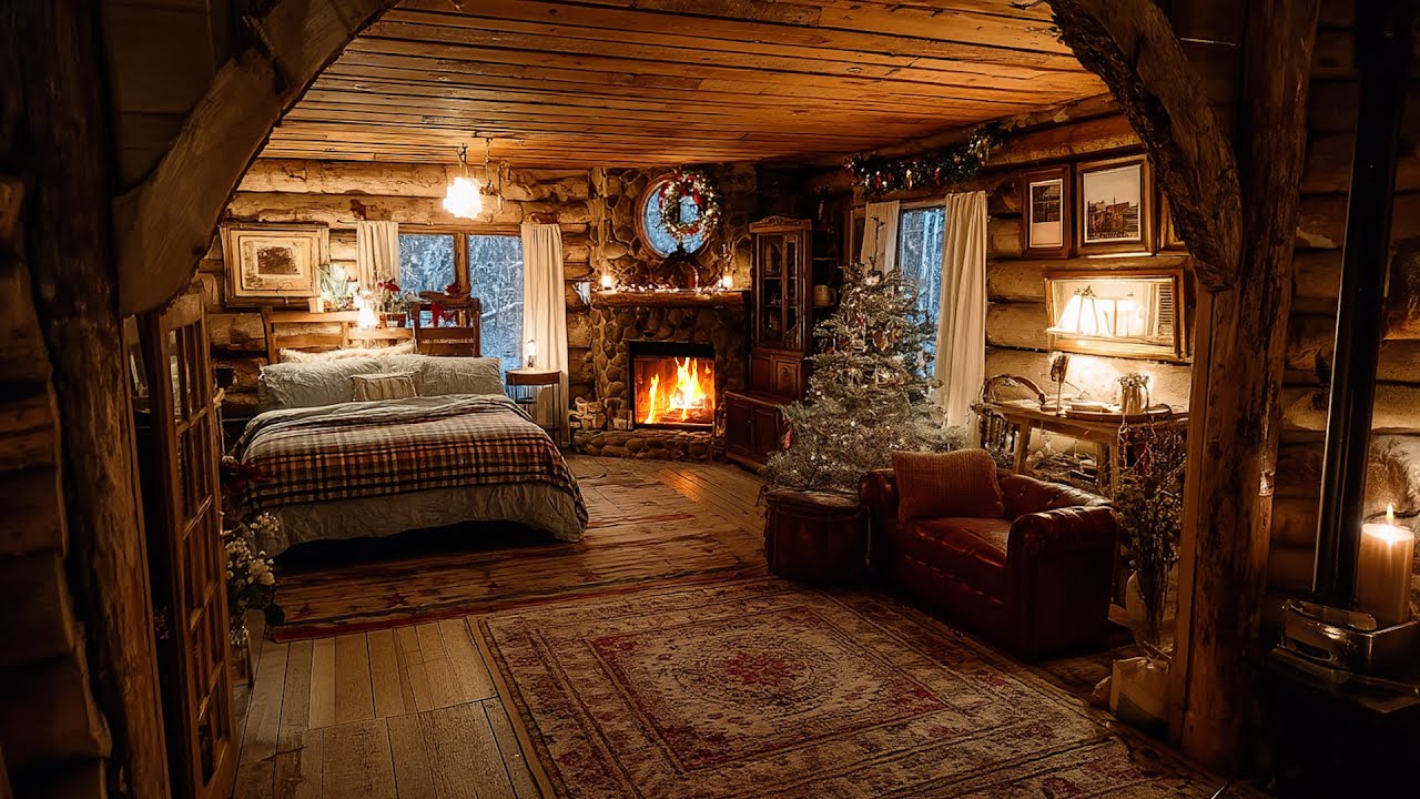 🔴The Old Cabin Standing Warm Against the Cold | Gentle Fire Sounds for Sleep and Reflection