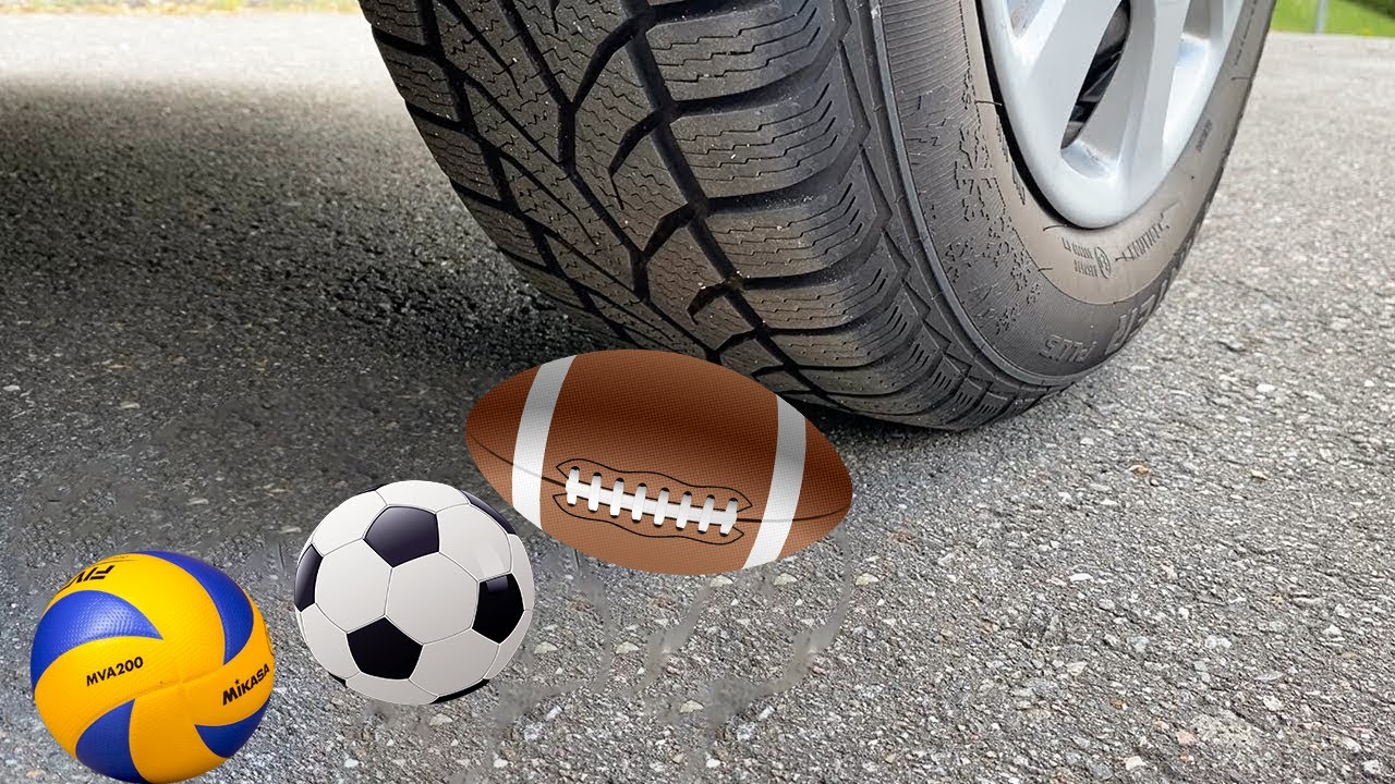 Crushing Crunchy & Soft Things by Car!EXPERIMENT Car vs football.