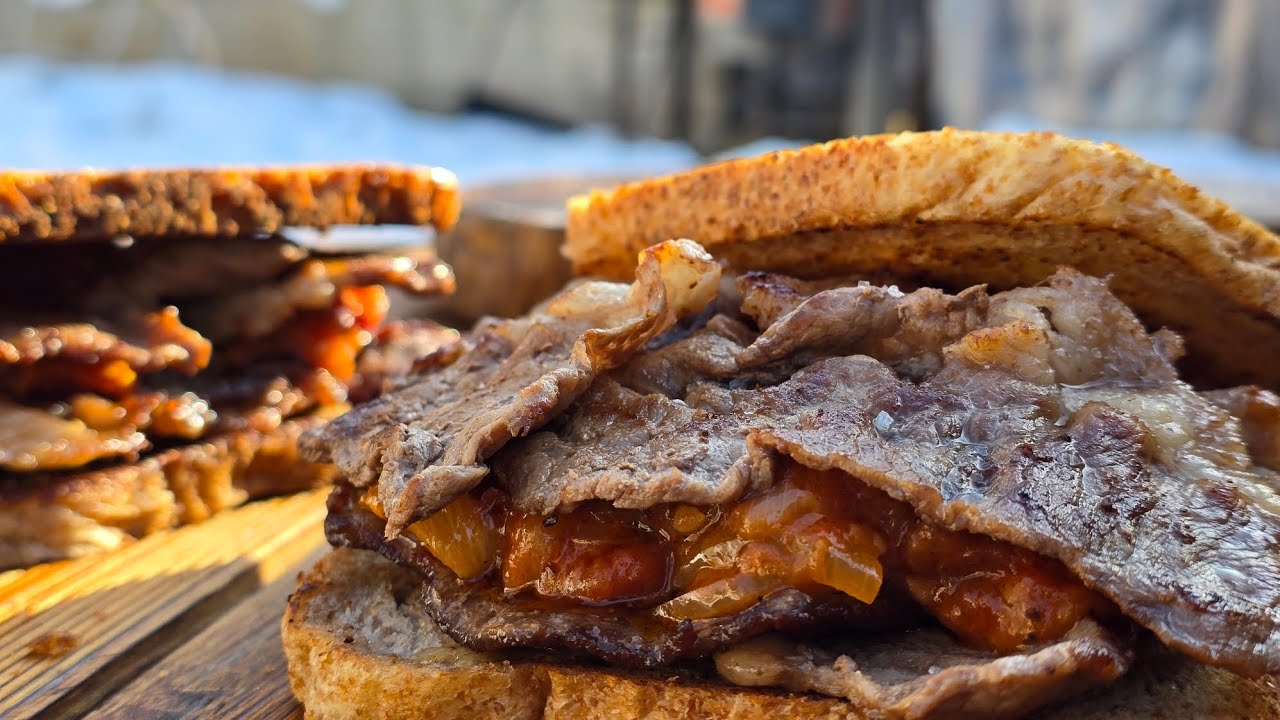 Frozen New York Steak Sandwich at Home | Crispy Garlic Bread & Juicy Beef