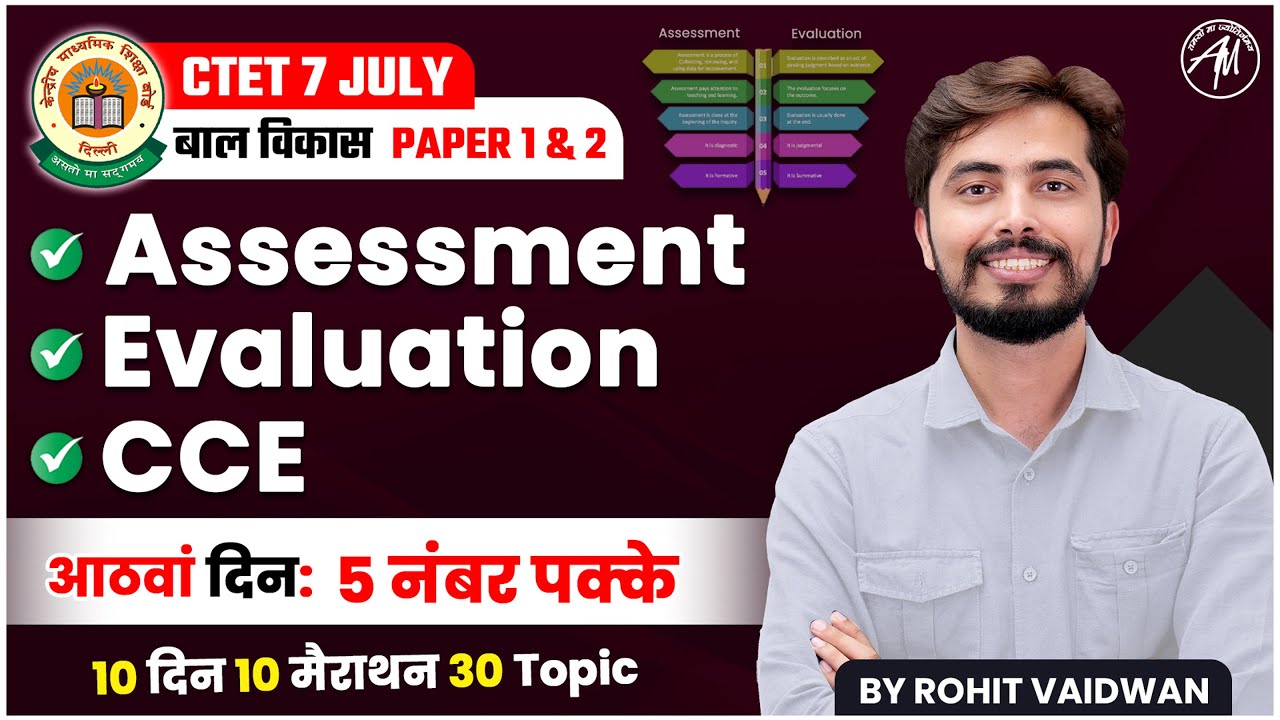 CDP Marathon for Ctet July 2024 : Assessment & Evaluation, CCE by Rohit Vaidwan Sir