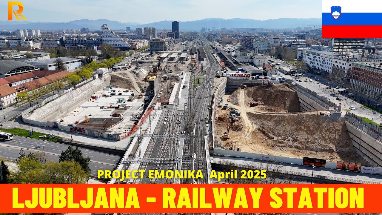 4K Ljubljana Railway Station and Project Emonika Progress  (April 2025) Aerial View - Slovenia