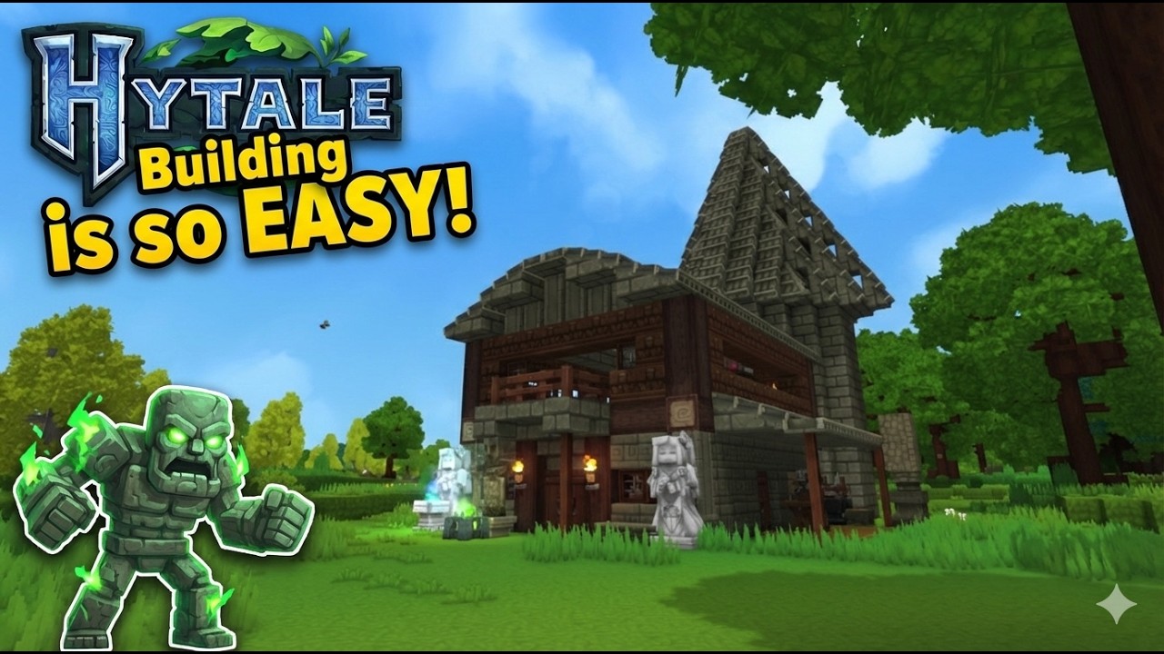 HYTALE SURVIVAL #2: Fighting the Golem & Building Our First Base!